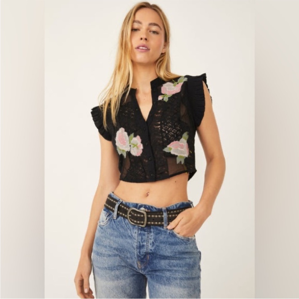 Free People Flutter Sleeve Blouse - size XS